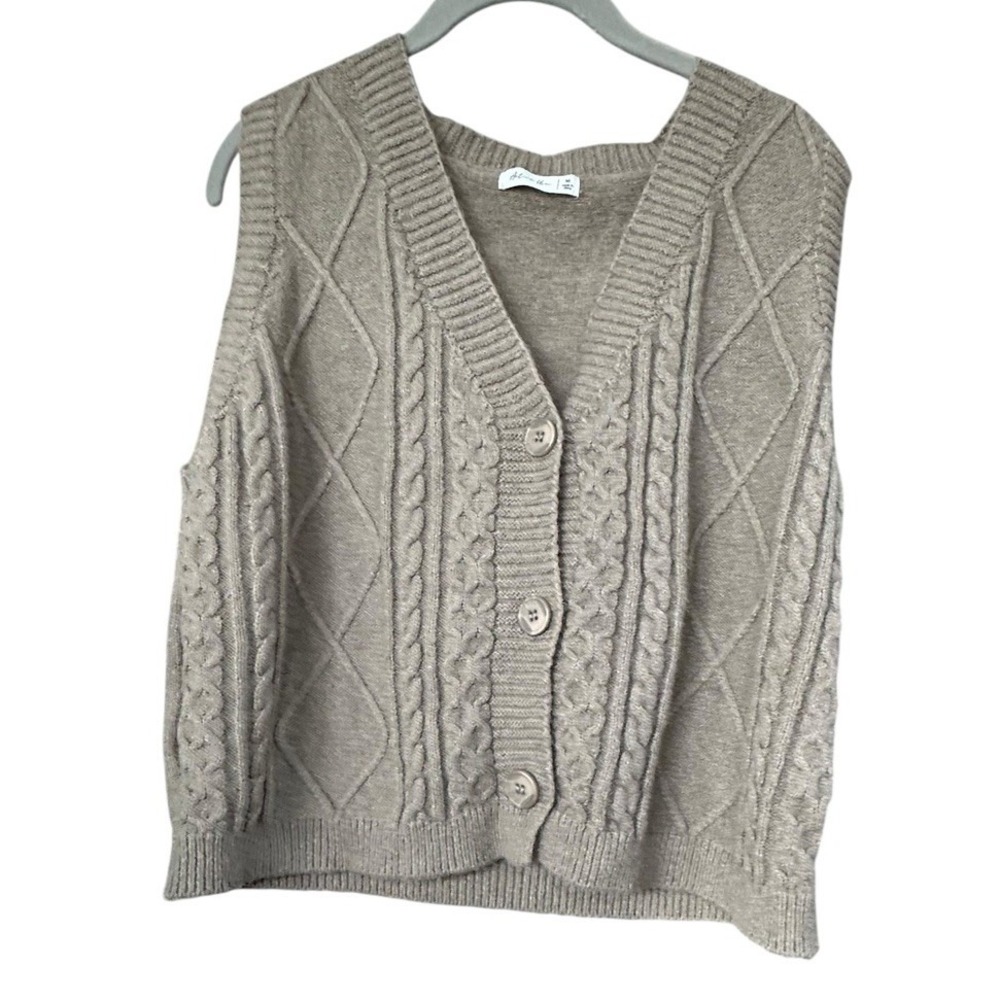 Active USA Women's Cableknit Sweater Vest Medium Green Preppy Y2K 90s Academia